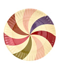 Grand plat de service rond en mélamine robuste avec motifs de rayures colorées en spirale de la marque Rice.