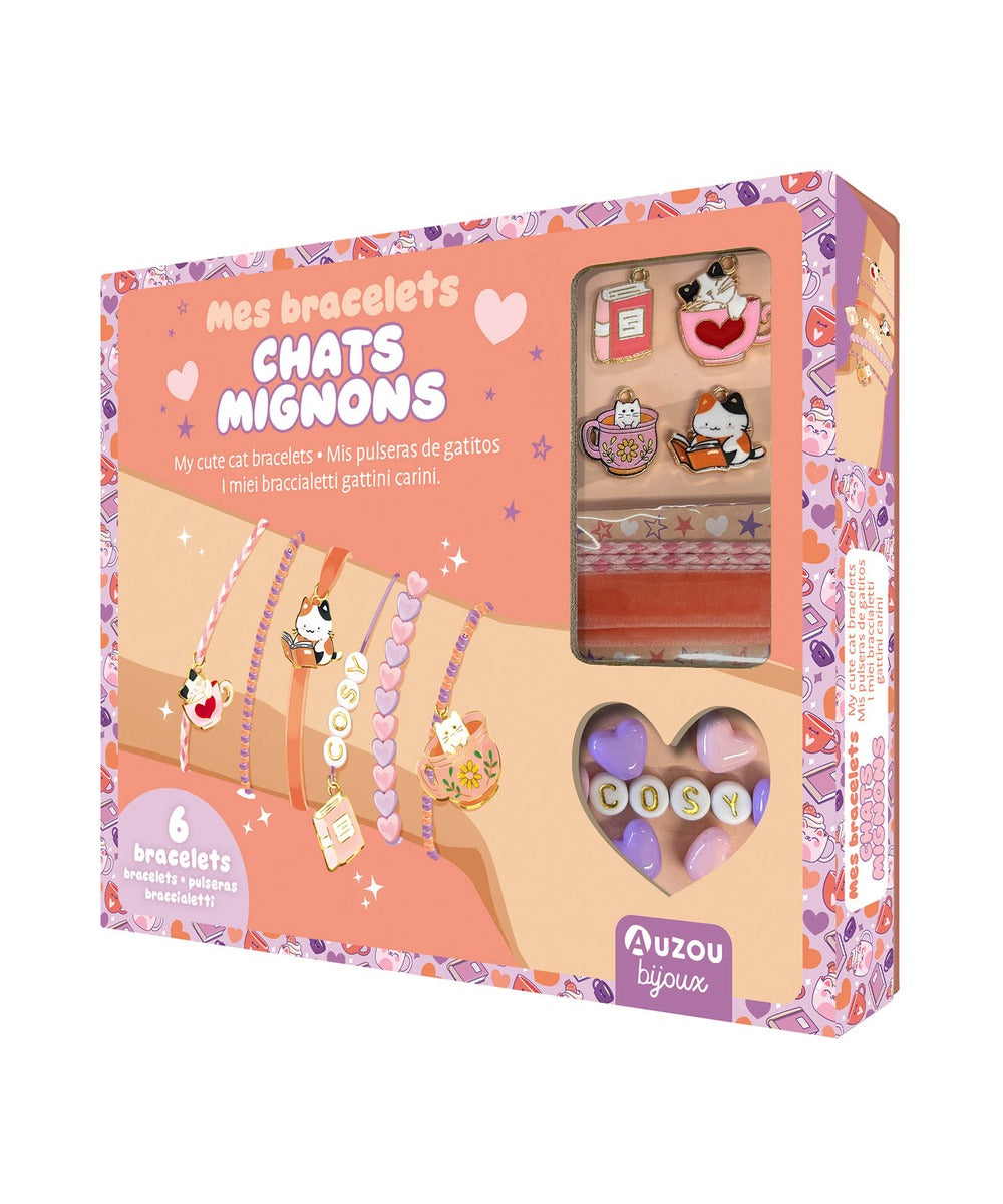 Coffret Mes bracelets chats mignons de la marque Auzou, sur fond blanc