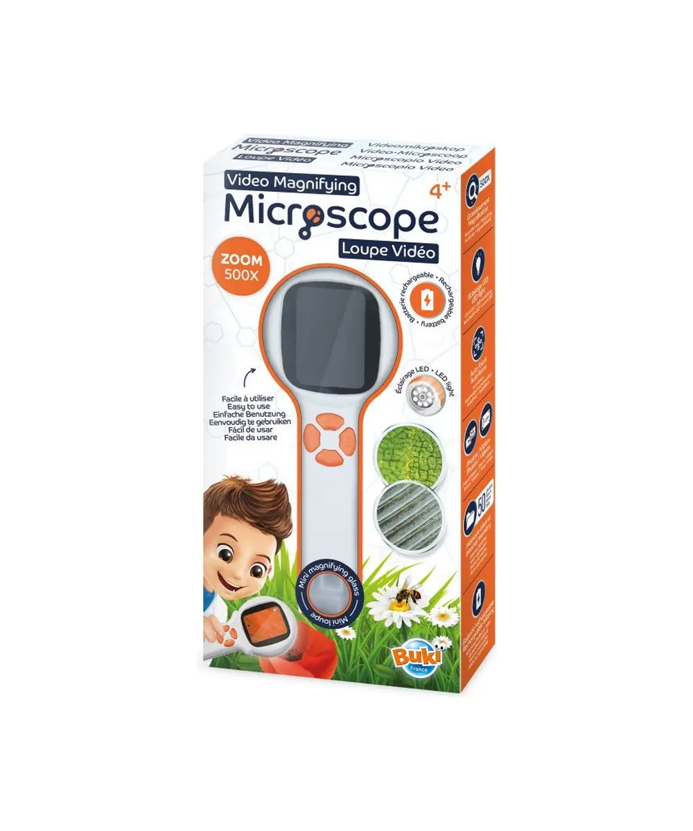 Microscope loupe vidéo Buki vu de face sur fond clair