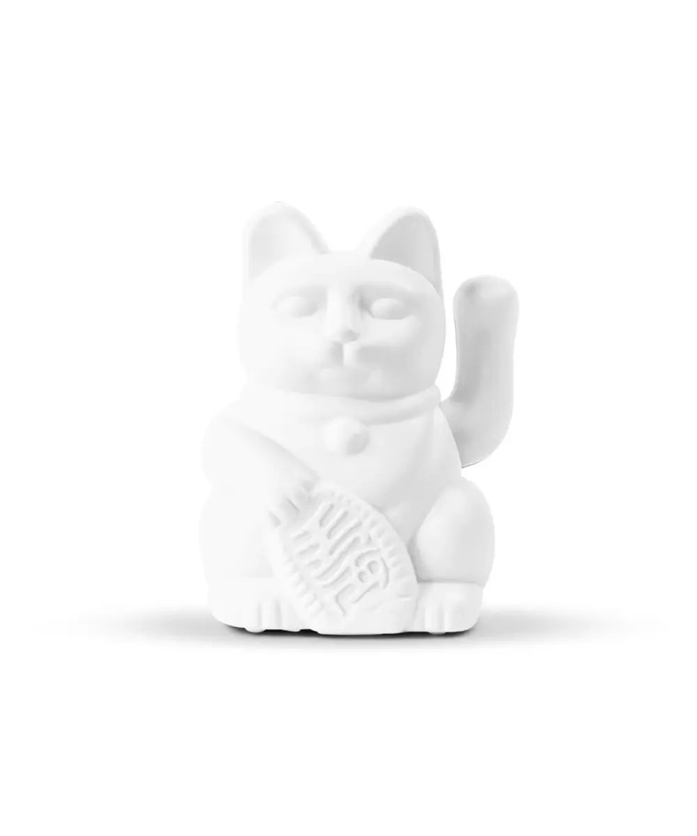 Mini chat porte bonheur japonais Maneki neko blanc solaire de la marque Donkey Products