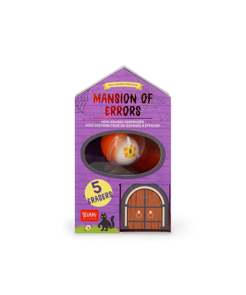 Mini distributeur de gommes Halloween mansion of errors Legami avec petites gommes fantaisie.
