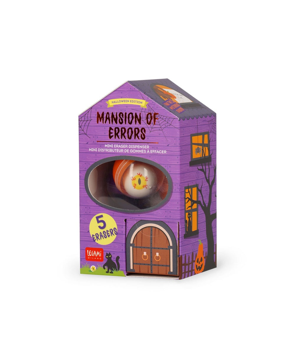 Mini distributeur de gommes Halloween mansion of errors Legami avec petites gommes fantaisie.