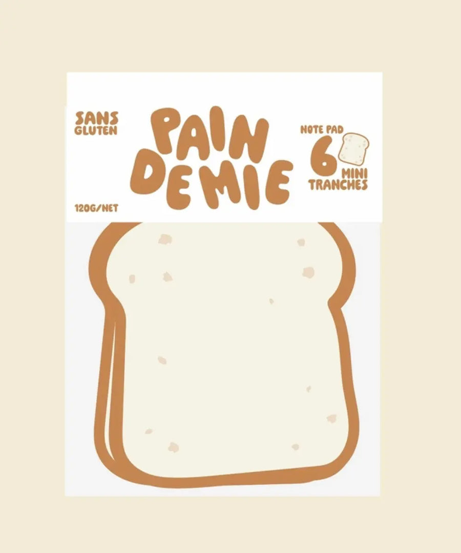 Notepad feuillets non adhesifs en forme de tranche de pain de mie fait main a Lyon