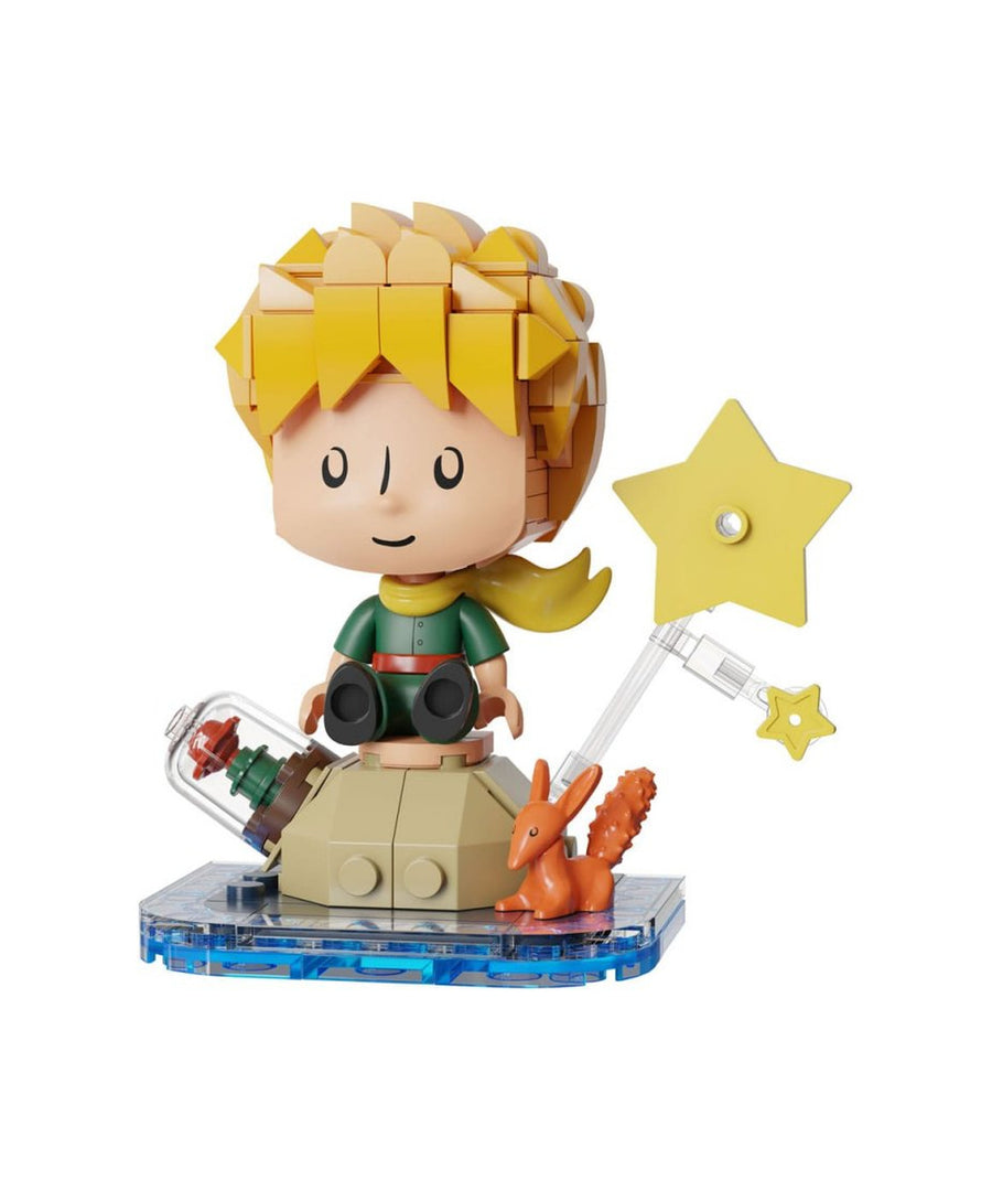Mini Petit Prince à construire avec son renard et sa rose sur fond blanc