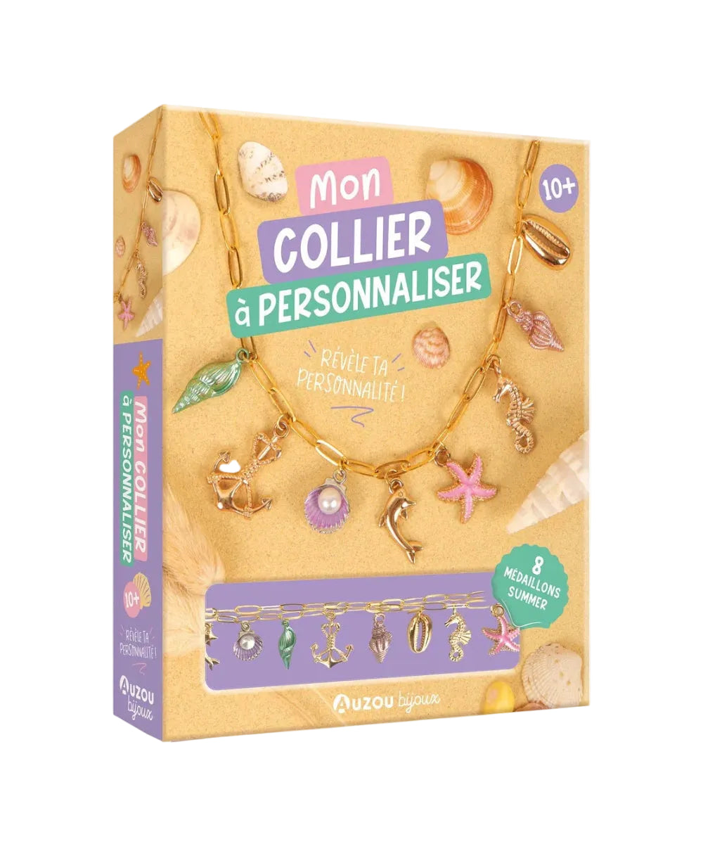 Coffret diy creation bijou enfant collier a personnaliser avec medailles emailles auzou