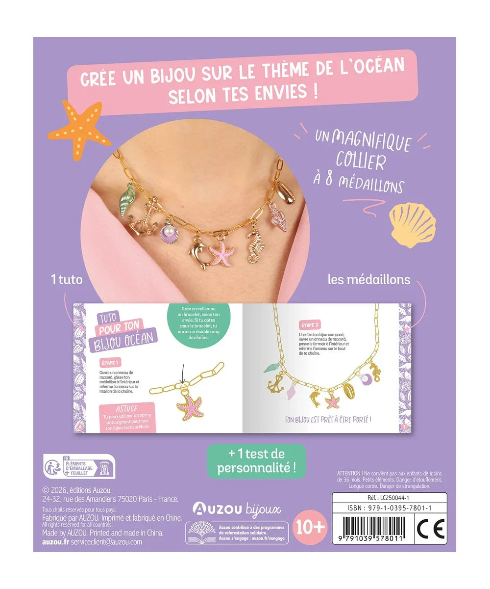 Coffret diy creation bijou enfant collier a personnaliser avec medailles emailles auzou