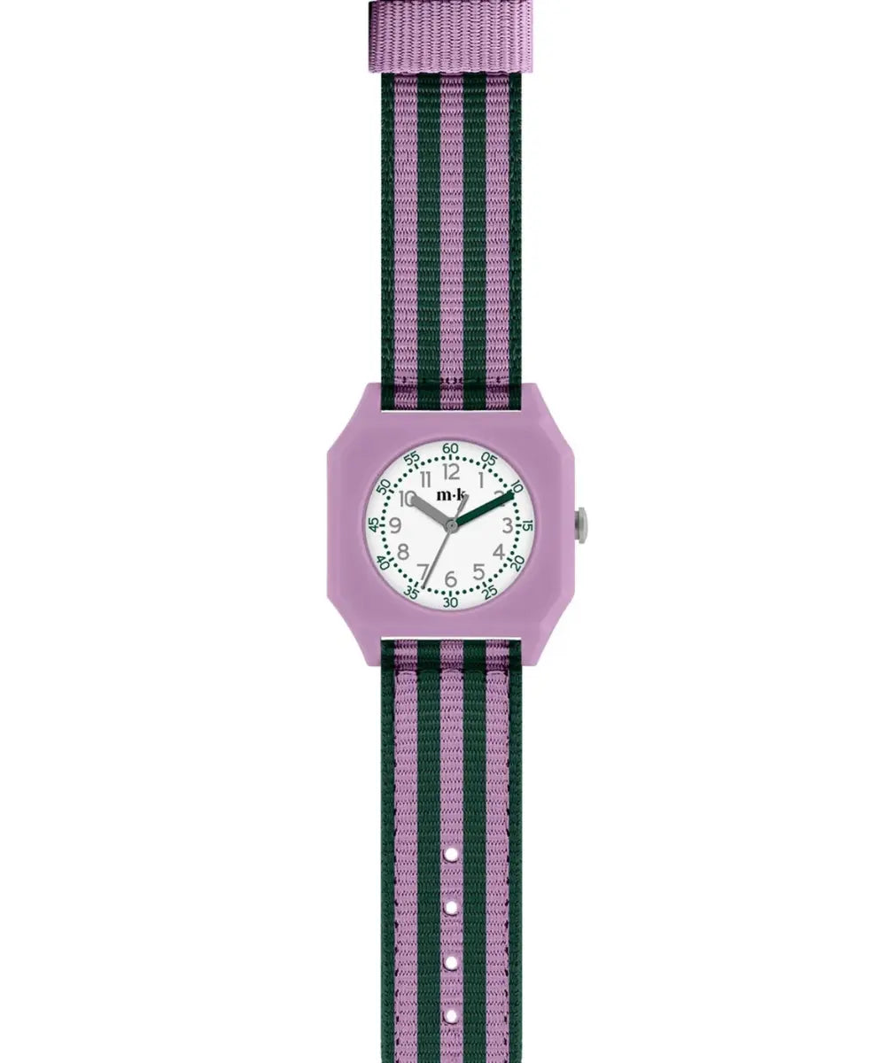 Montre vintage enfant et femme avec bracelet en nylon et cadran pedagogique mini kyomo.