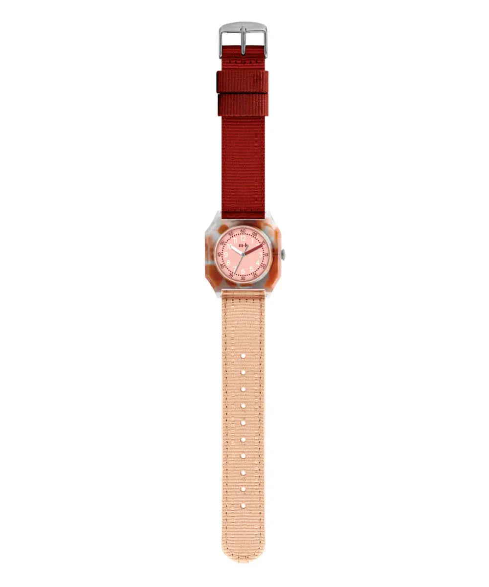 Montre pour femme beige cannelle minimaliste en plastique recyclé de la marque Mini Kyomo.