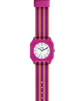 Montre pour femme bicolore rouge rubis et orange papaye en plastique recyclé Mini Kyomo.