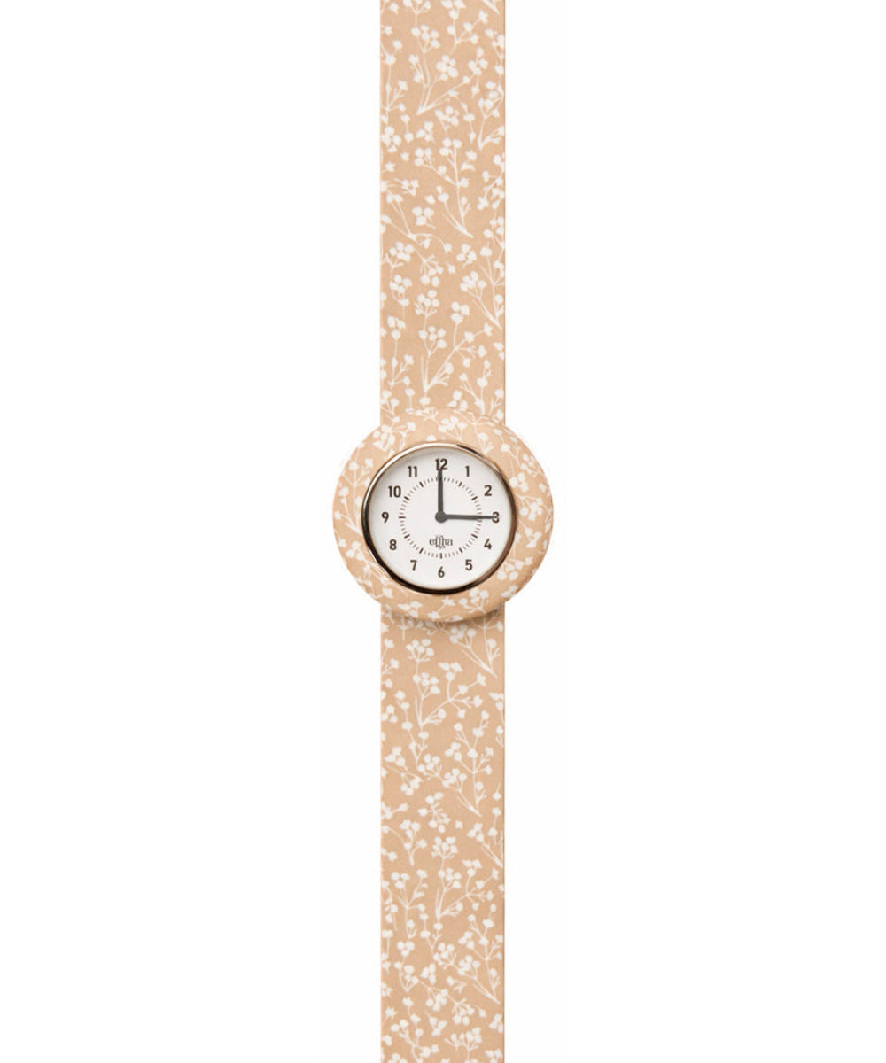 Montre en silicone imprimee petites fleurs baby bloom mrs ertha avec bracelet autoroulant.