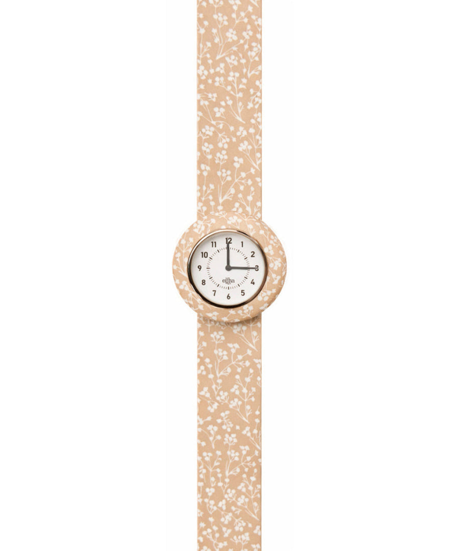 Montre en silicone imprimee petites fleurs baby bloom mrs ertha avec bracelet autoroulant.