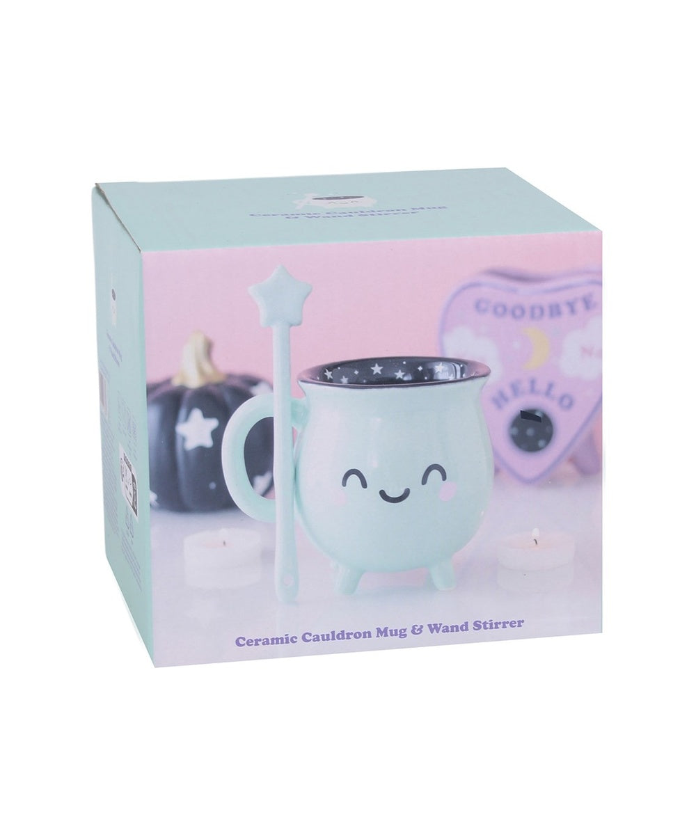 Mug Chaudron vert menthe et cuillère baguette de la sélection Merci Léonie en détail ou en situation