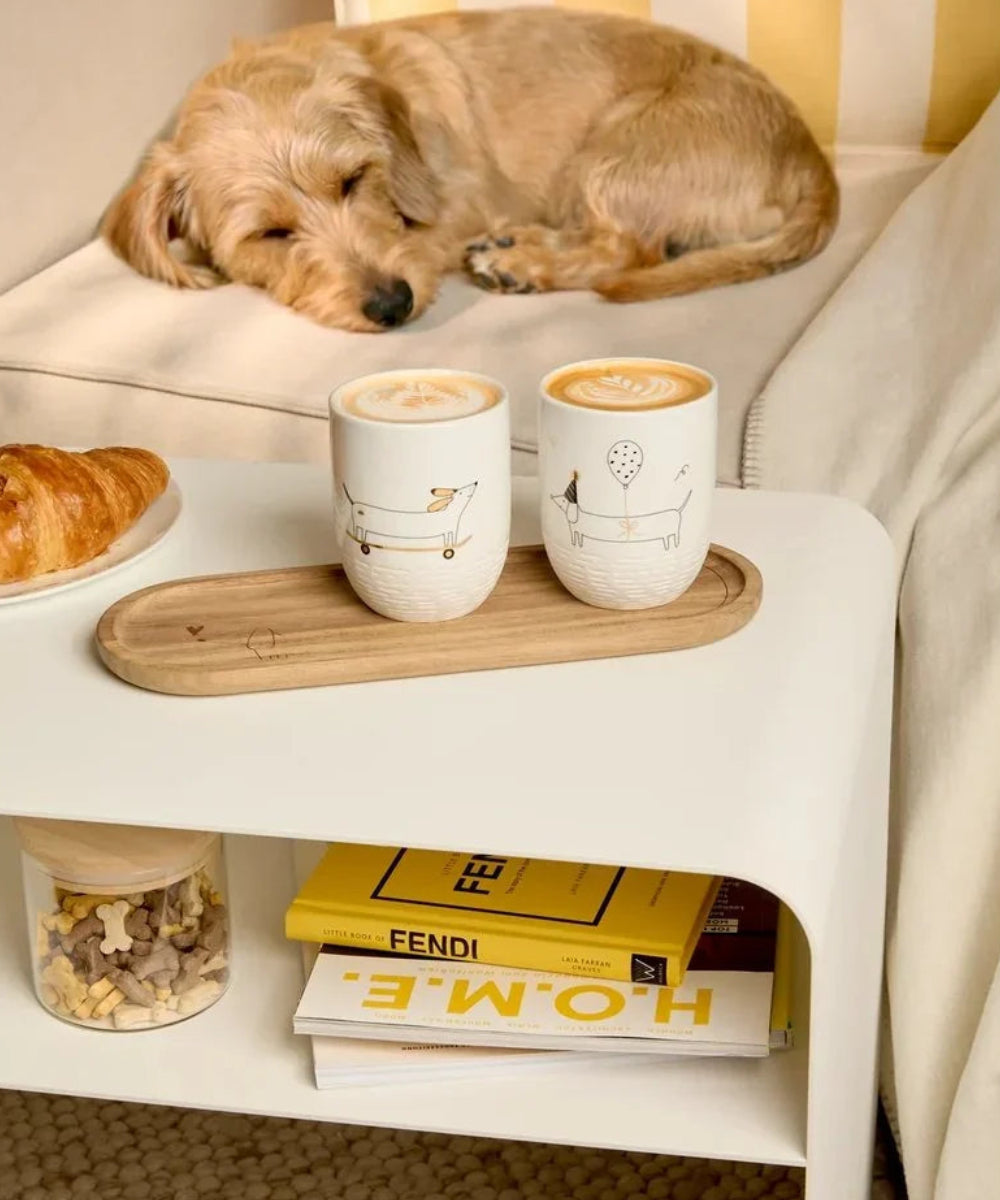 Gros plan en situation de Mug en porcelaine Teckel skateboard de la marque Räder