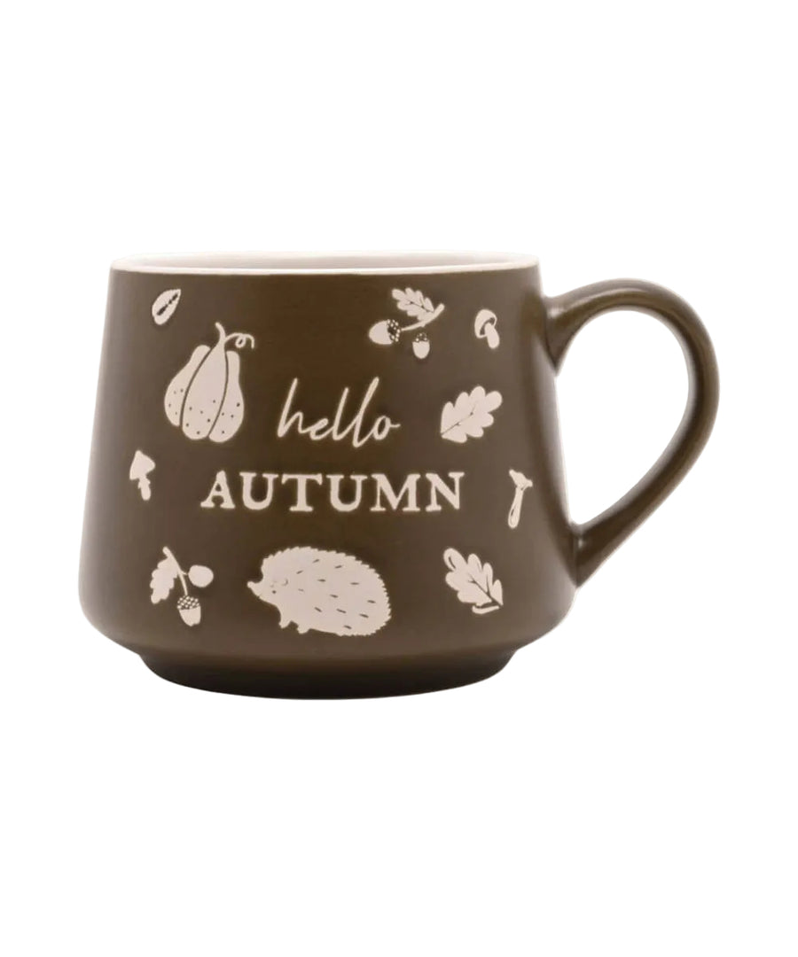 Mug Hello Autumn kaki 400 ml, sélection Merci Léonie, sur fond blanc