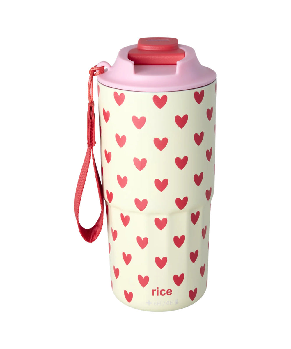 Mug isotherme Coeurs de Rice sur fond blanc