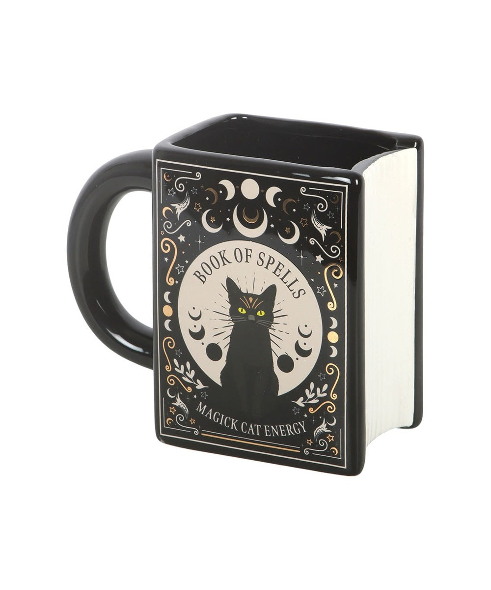 Mug d'Halloween en forme de Livre de sorts Chat noir 