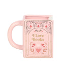 Mug en céramique en forme de Livre accompagné du message "I love books"