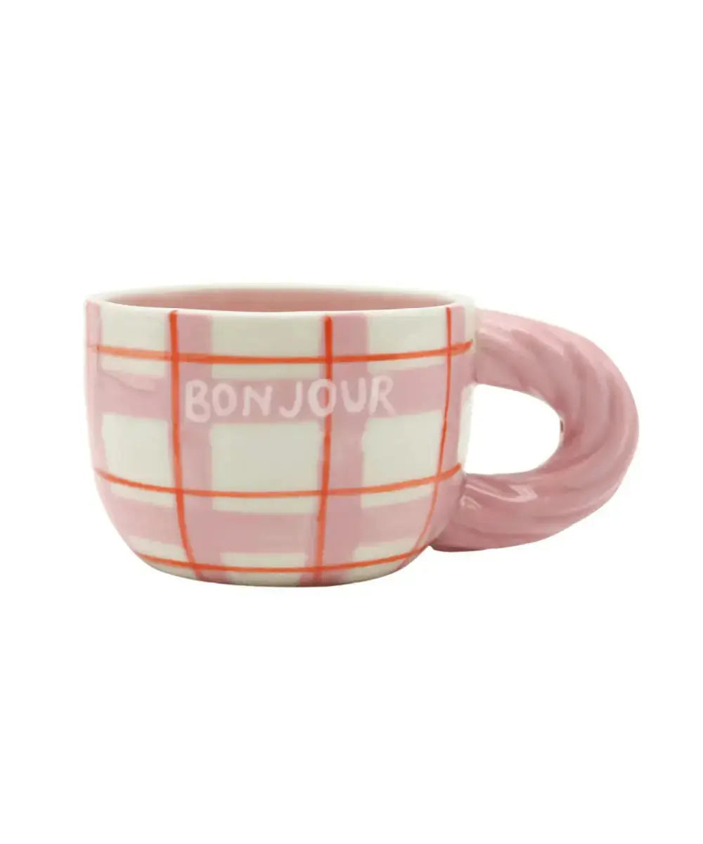 Mug en céramique Natalia Bonjour de la marque belge Qué Rico