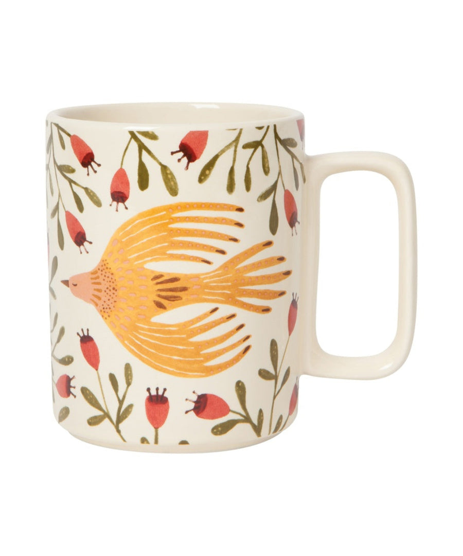 Grand Mug en grès Oiseau Plume de Danica Jubilee, parfait pour les thés et les grands cafés