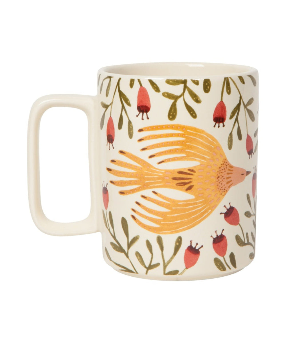 Grand Mug en grès Oiseau Plume de Danica Jubilee, parfait pour les thés et les grands cafés