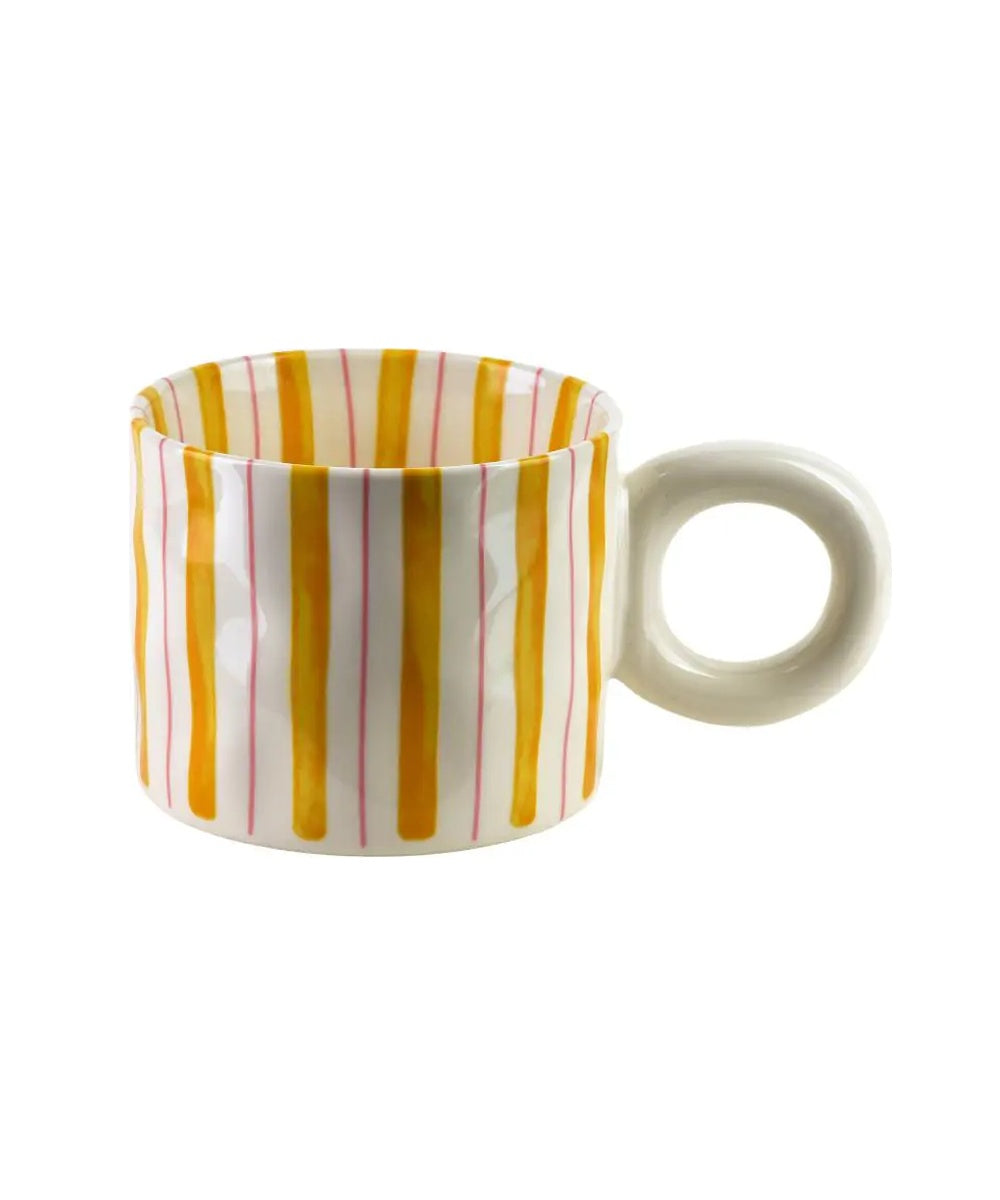 Mug Rodi 380 mL rayures ocre et rose sélection Merci Léonie