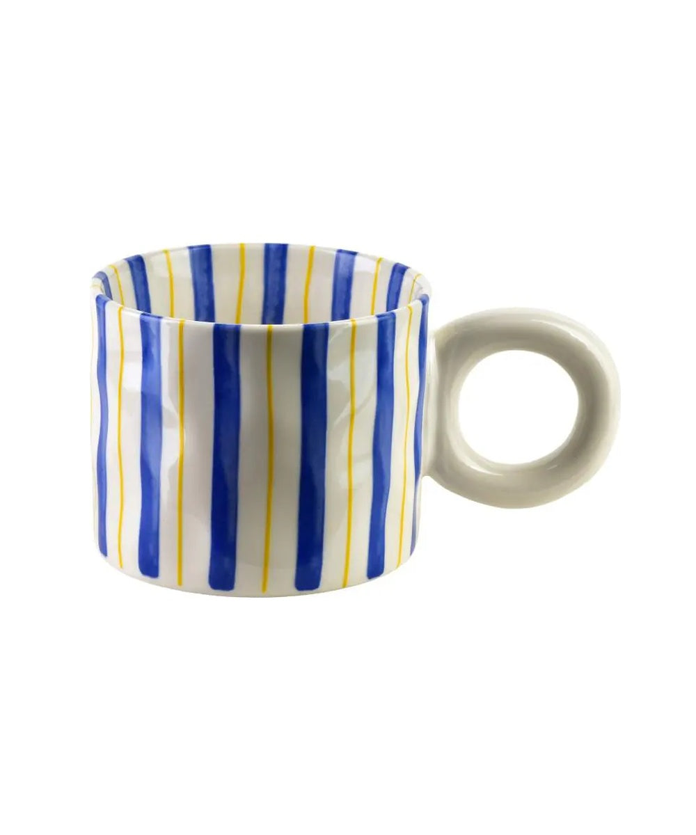 Mug Rodi 380 mL rayures bleu et jaune sélection Merci Léonie
