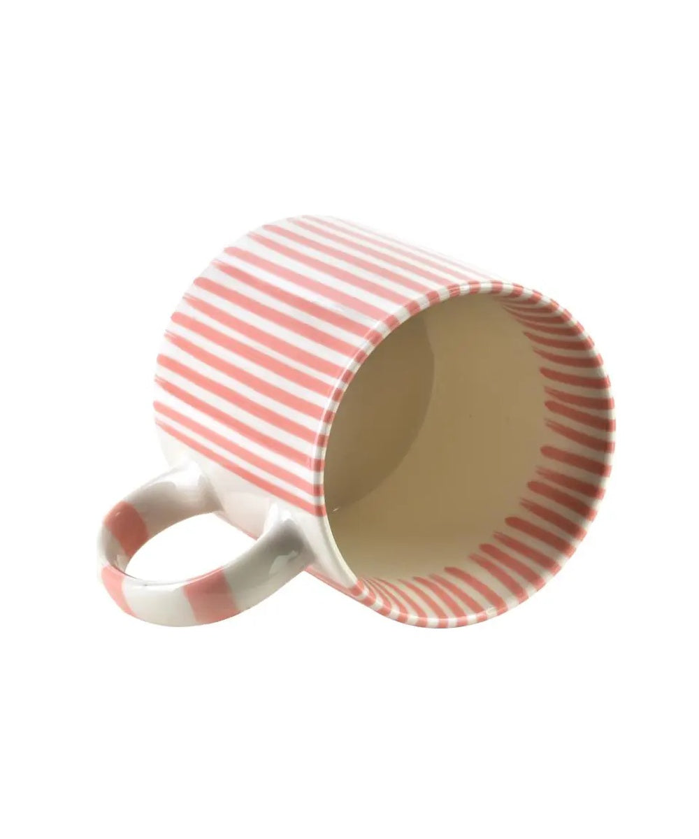 Mug Ronnie 380 mL rayures roses sélection Merci Léonie vue de côté