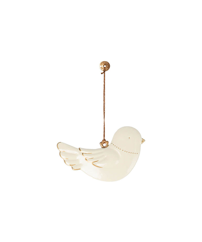 Oiseau en Métal - Blanc Cassé et Or