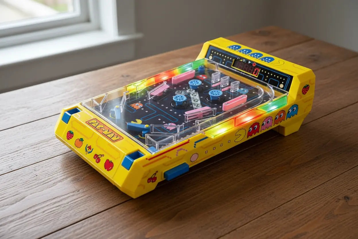 borne d'arcade flipper Pac-Man posé sur une table
