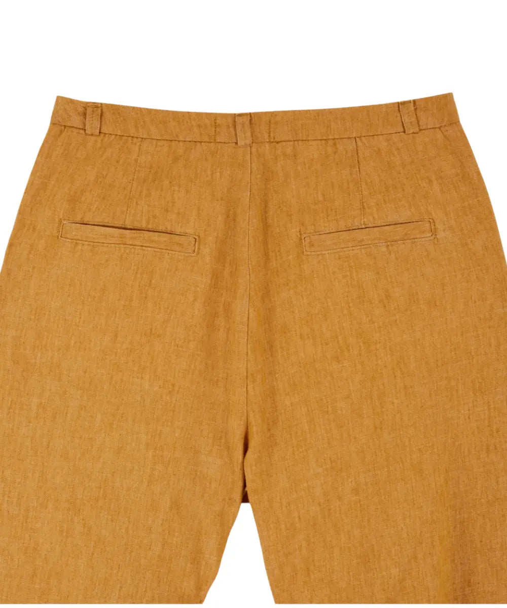 Dos du Pantalon ample Jaune Chiné en coton lin de Emile et Ida
