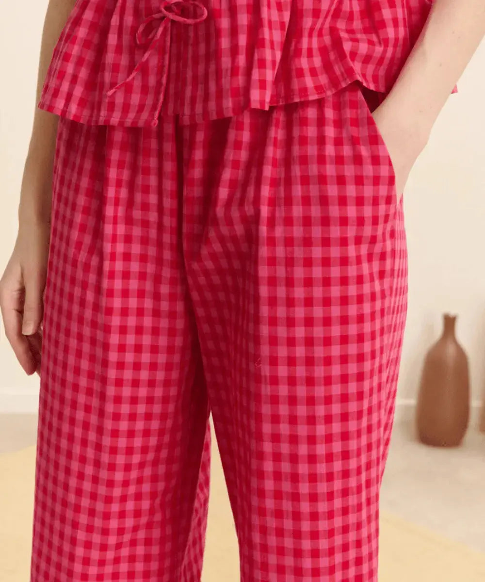 Détails du tissu vichy rose en coton de Garance Paris