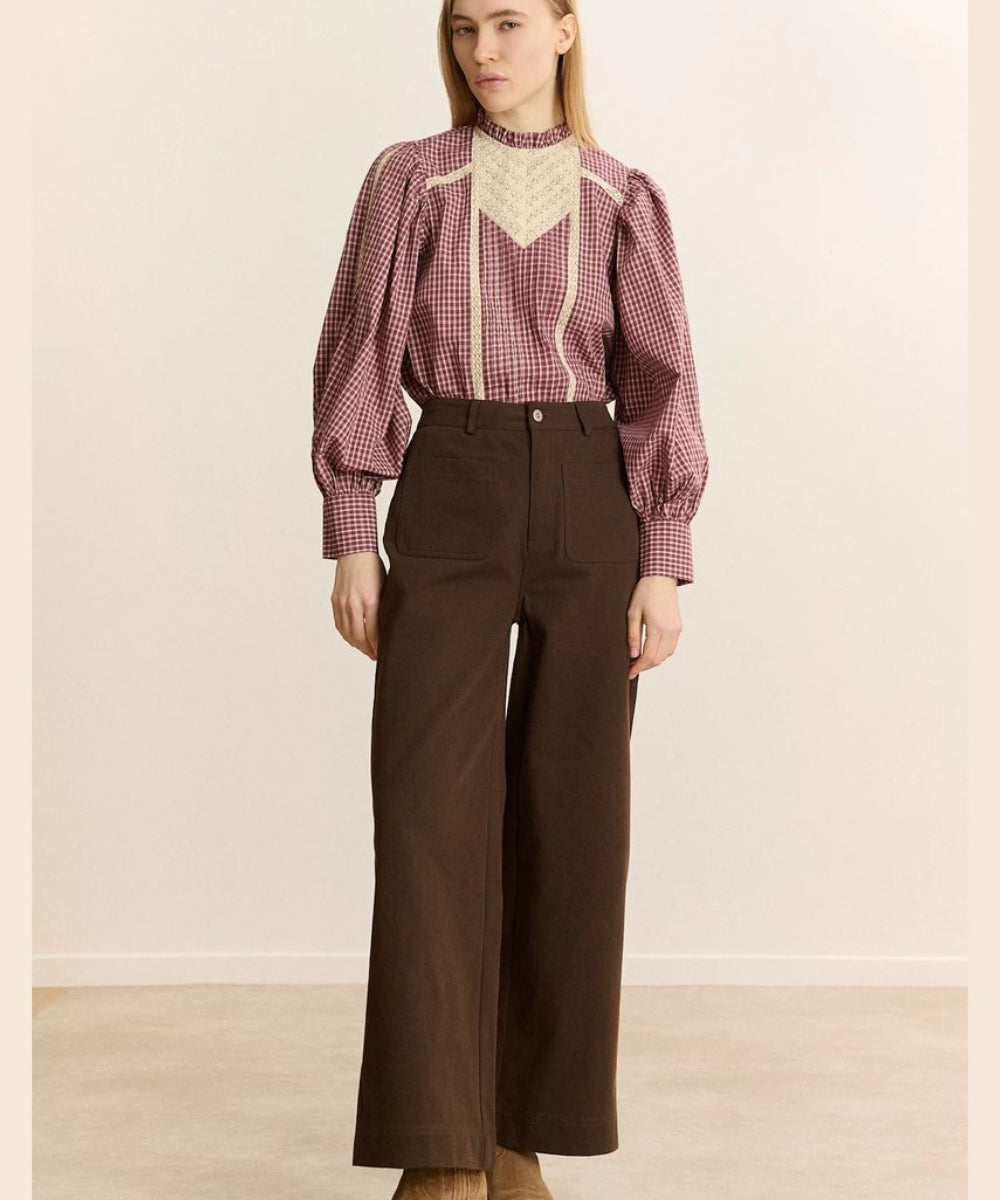 Pantalon Torres Marron Garance Paris porté de face