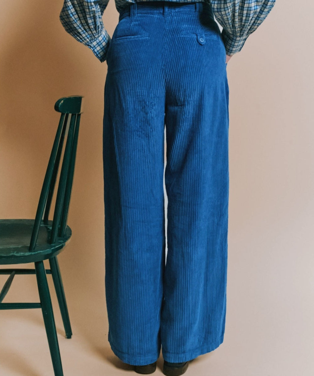 Pantalon Velours Cotelé Bleu de la marque Emile et Ida
