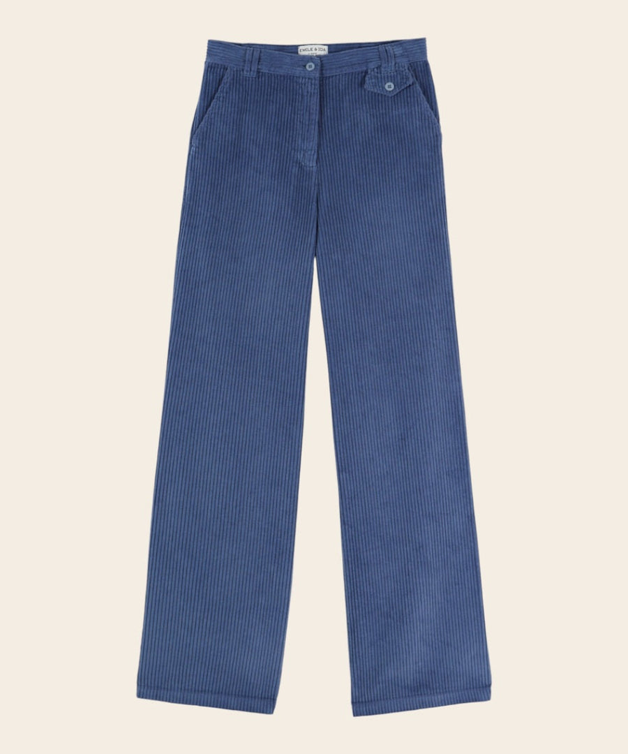 Pantalon Velours Cotelé Bleu de la marque Emile et Ida