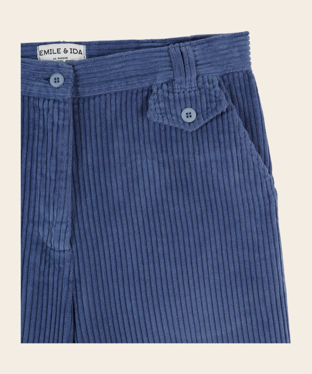 Pantalon Velours Cotelé Bleu de la marque Emile et Ida