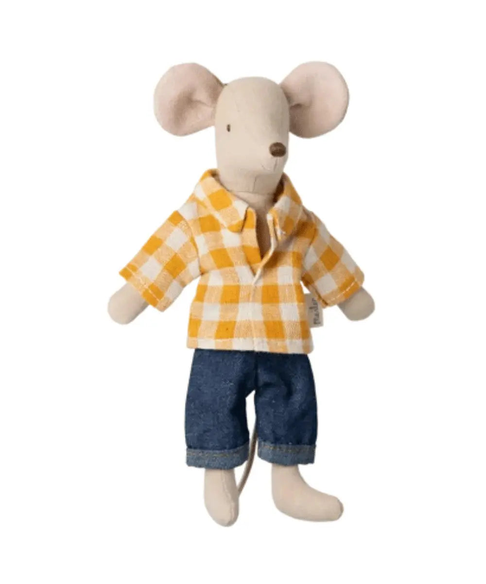Papa souris Chemise à carreaux Maileg sur fond blanc