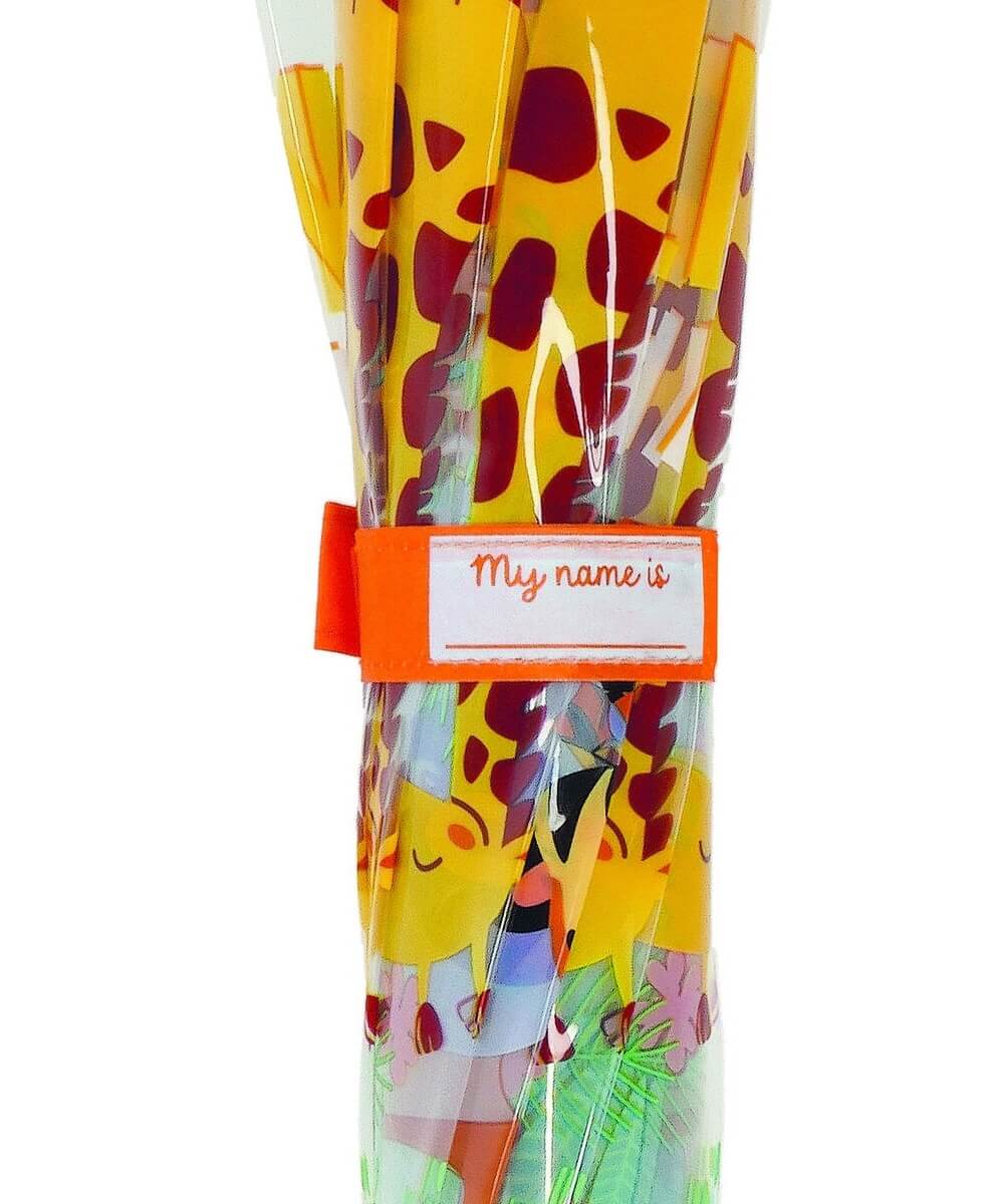 Patte de fermeture du parapluie enfant Jungle de Legami avec emplacement pour le prénom