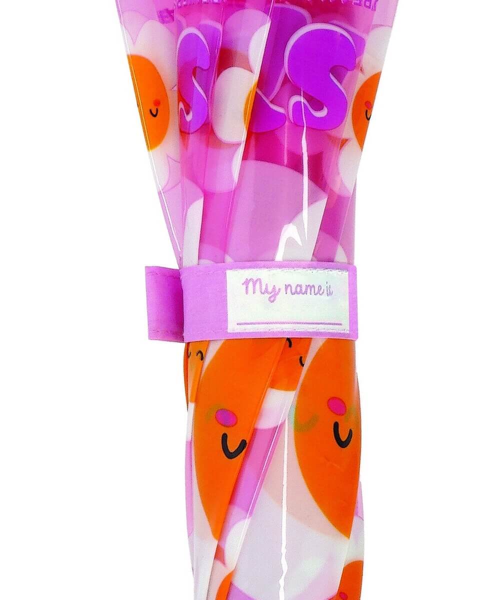 Patte de fermeture du parapluie enfant Marguerites de Legami avec emplacement pour le prénom