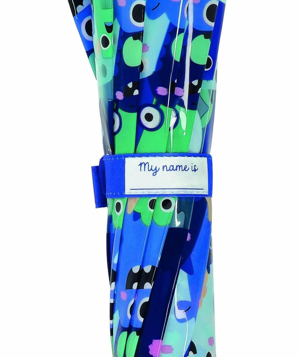 Patte de fermeture du parapluie enfant Monstres de Legami avec emplacement pour le prénom