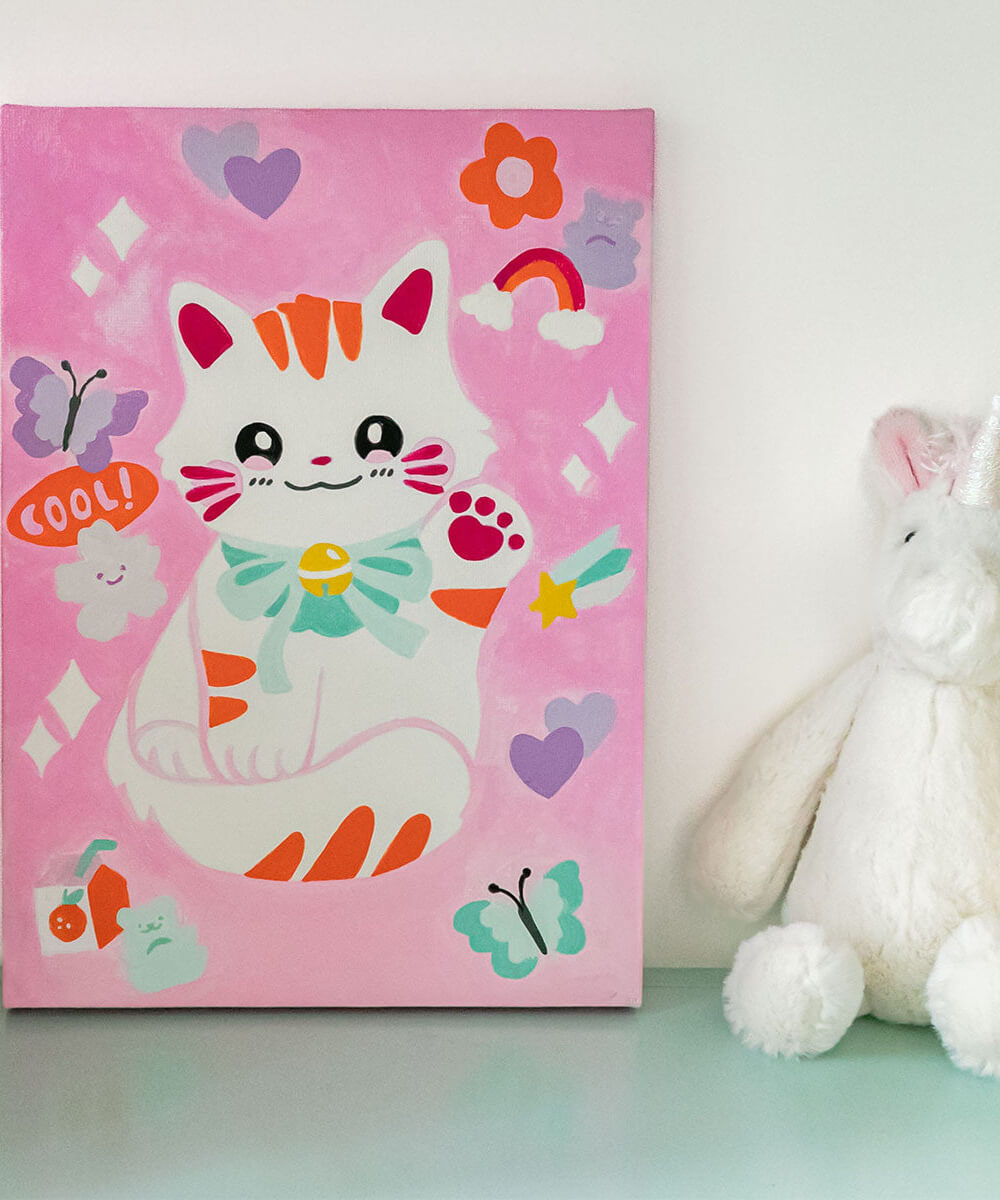 Peinture au numéro enfant Maneki Neko de la marque La Petite Épicerie, en mise en scène