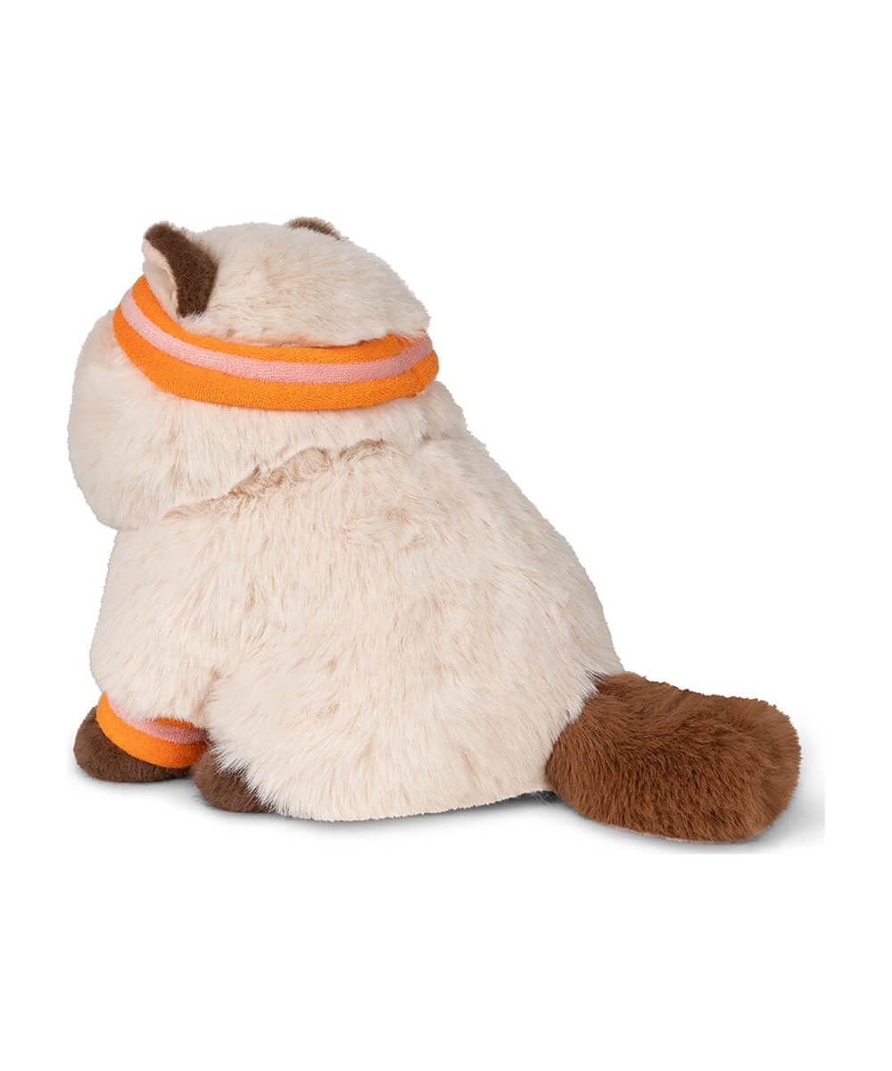 Peluche Chat Ragdoll Dolly 23 cm de Bon Ton Toys, vu de dos avec sa queue brune