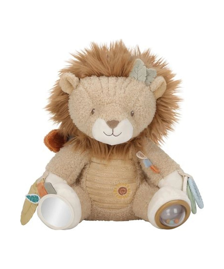 Peluche d'activités Lion Safari Friends Little Dutch, vue de face sur fond blanc