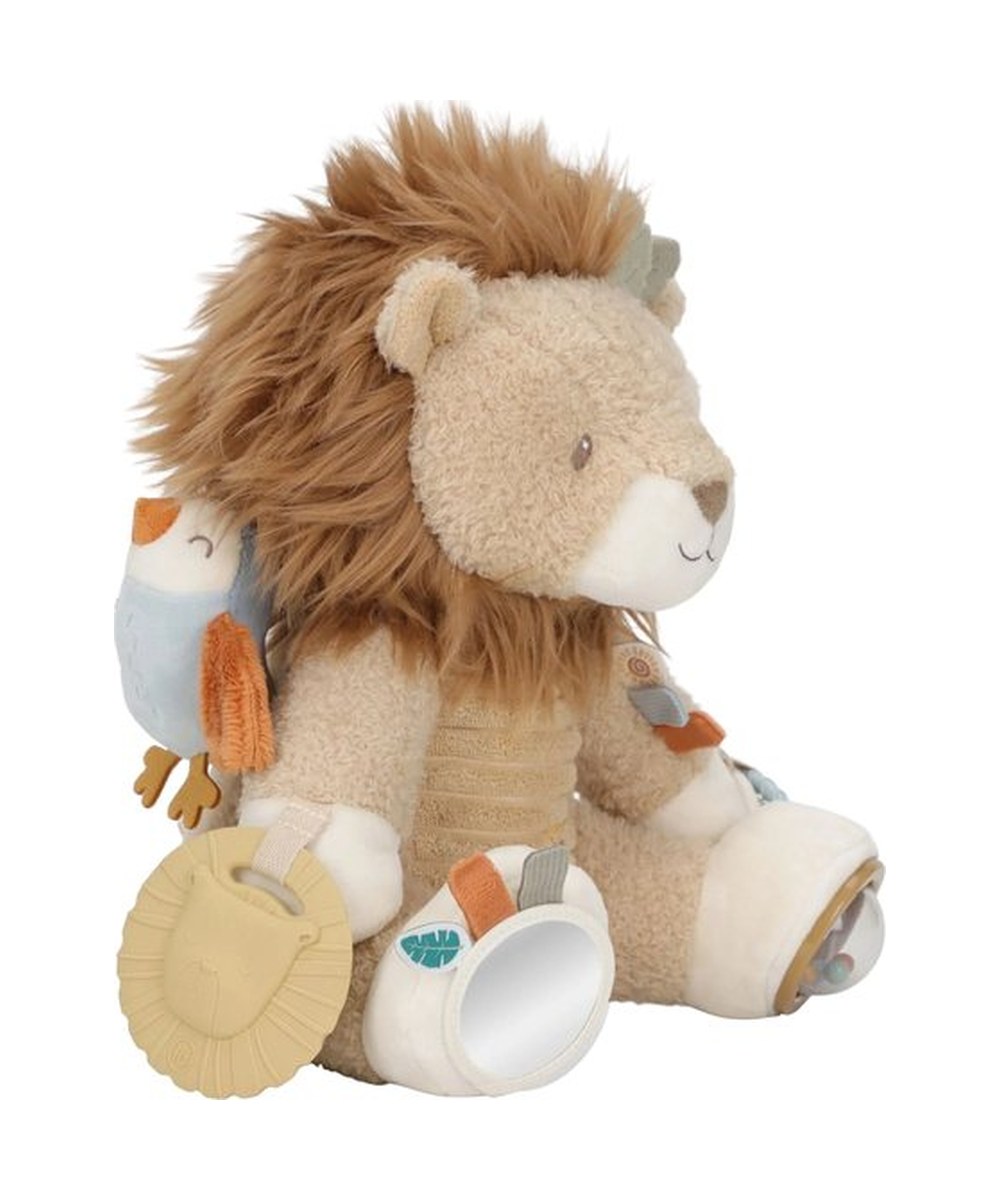 Peluche d'activités Lion Safari Friends Little Dutch, vue de trois quarts sur fond blanc