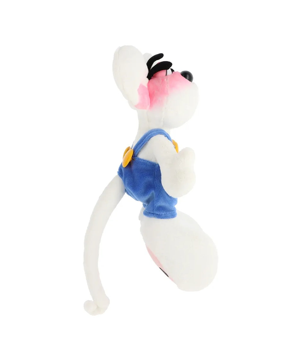 Peluche souris blanche Diddl de 30 cm avec sa salopette bleue d'origine et ses grands pieds.