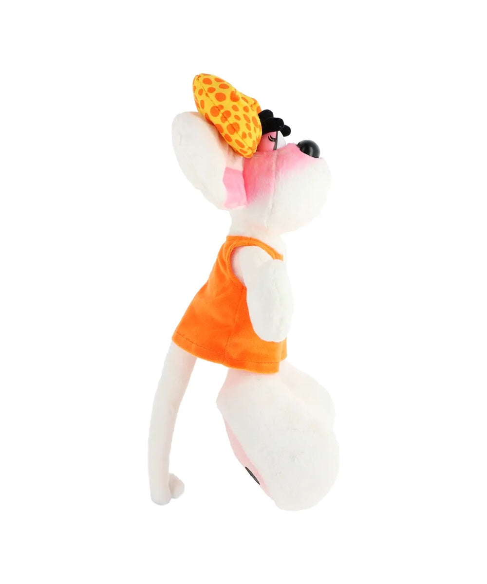 Peluche blanche Diddlina de 30 cm avec sa robe orange et ses grandes oreilles.