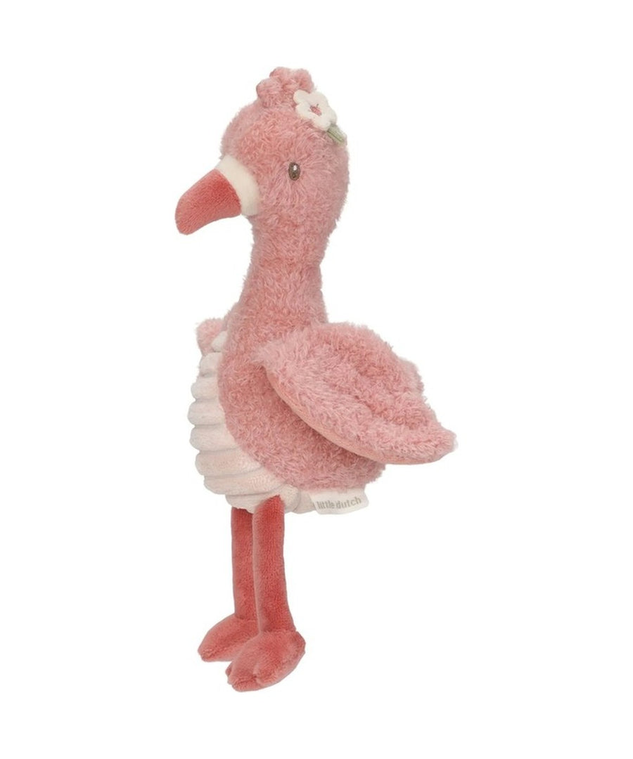 Peluche Flamant rose de la marque Little Dutch sur fond blanc