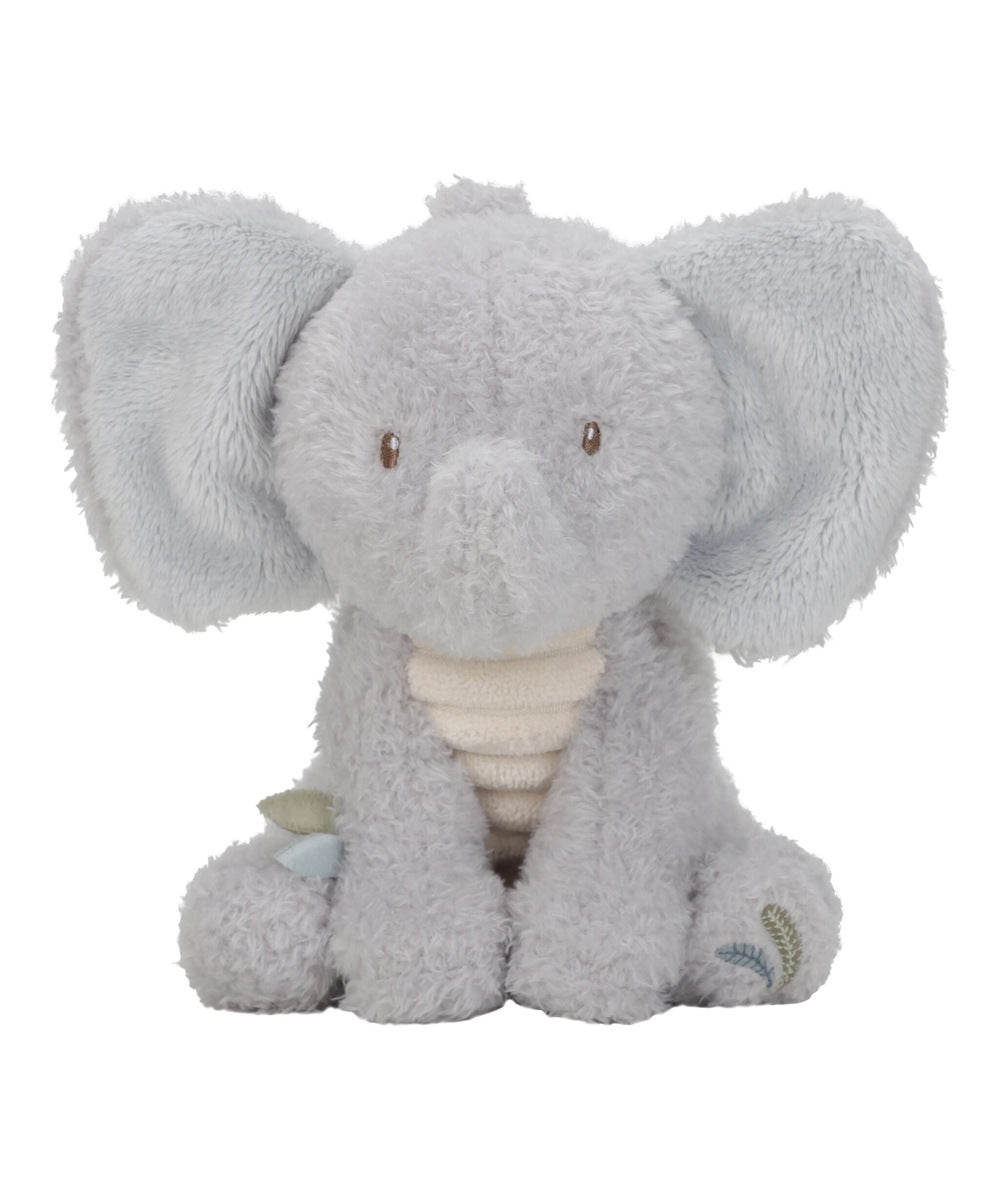 Peluche éléphant gris Safari Friends Little Dutch sur fond blanc, vue de face