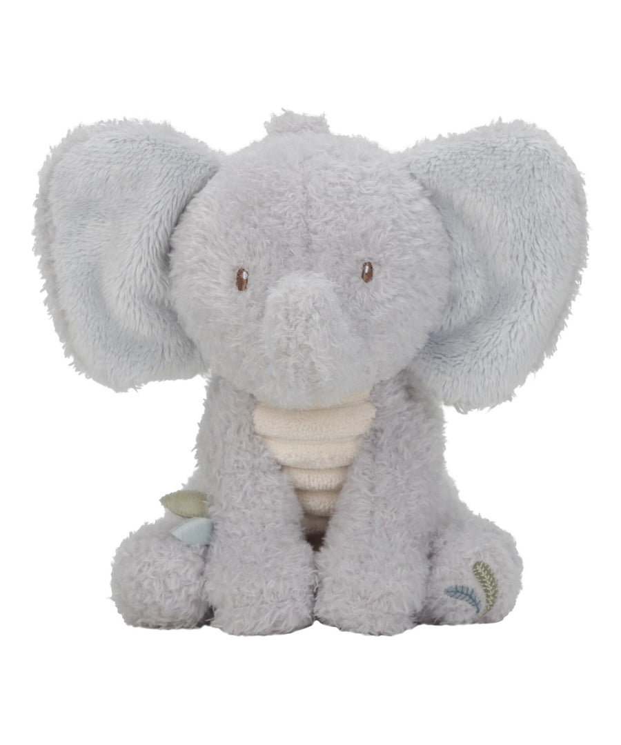 Peluche éléphant gris Safari Friends Little Dutch sur fond blanc, vue de face