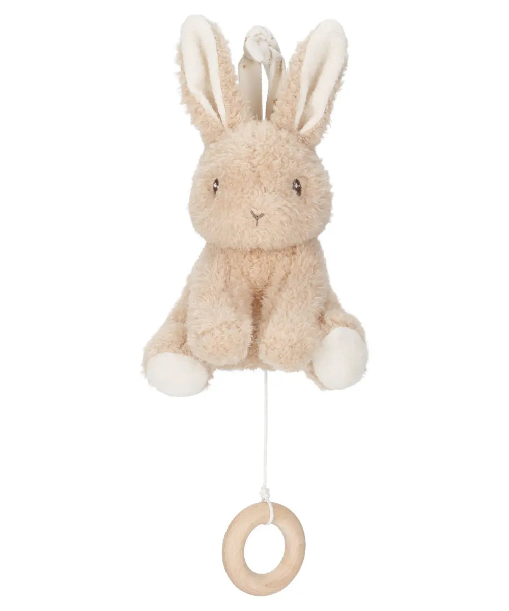 Peluche musicale Lapin de la collection Newborn de Little Dutch sur fond blanc