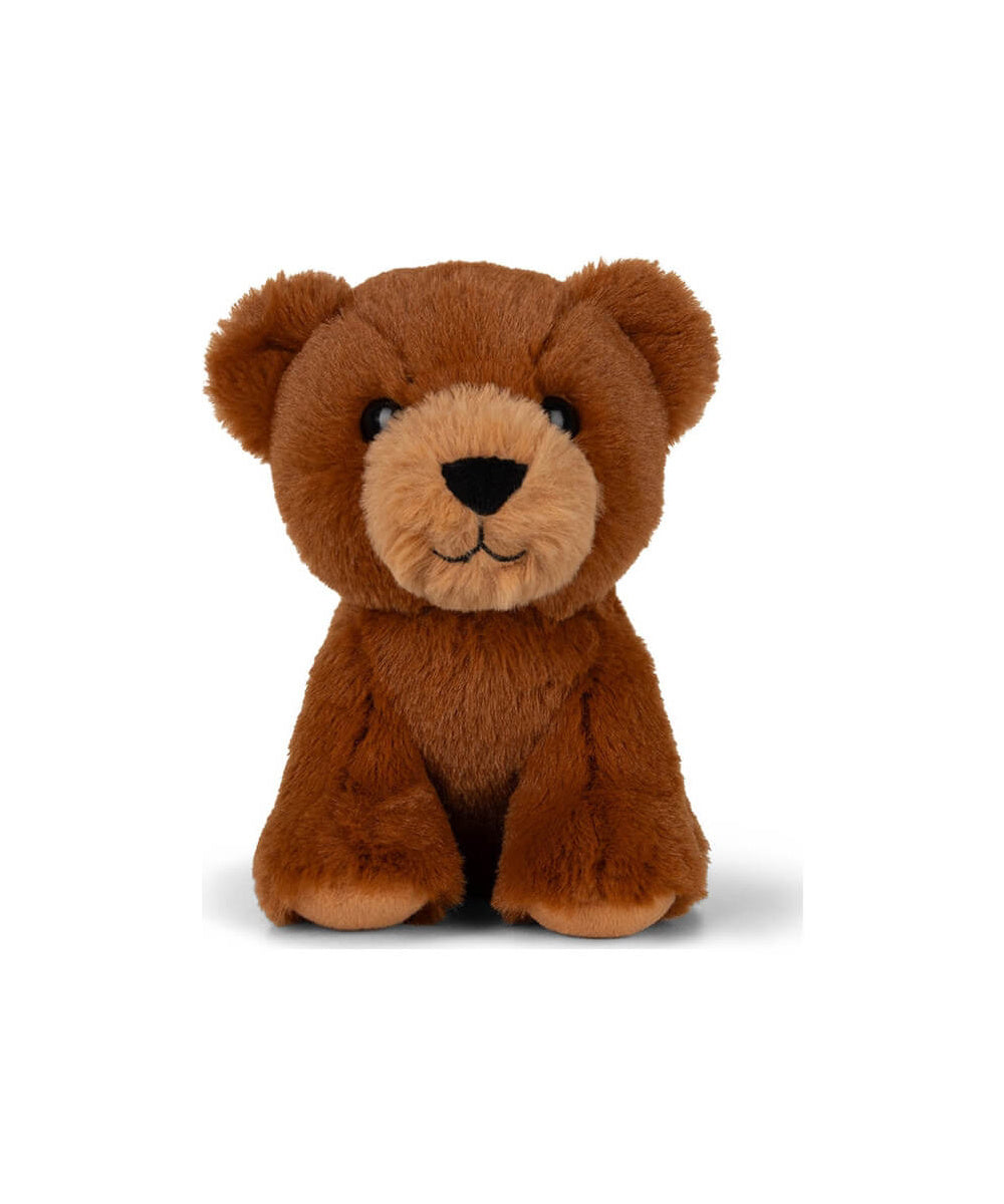 Peluche Ours brun WWF 16 cm de Bon Ton Toys, assis de face sur fond blanc